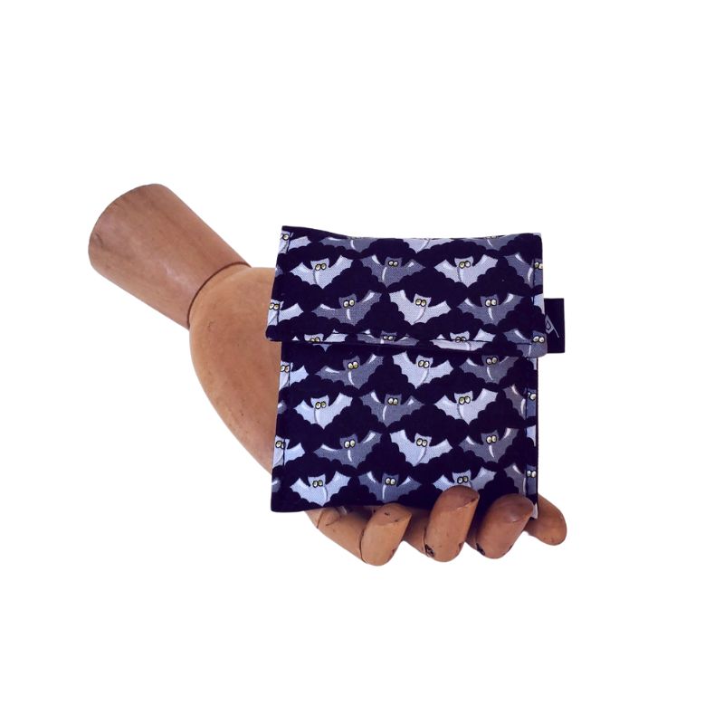 Flying bats on black background Velcro Mini Wallet by Anne Marie Beard. Handmade in Austin, Texas since 2004 y'all! annemarie mini wallet austin texas bats bat colony Mexican Free-tailed bats