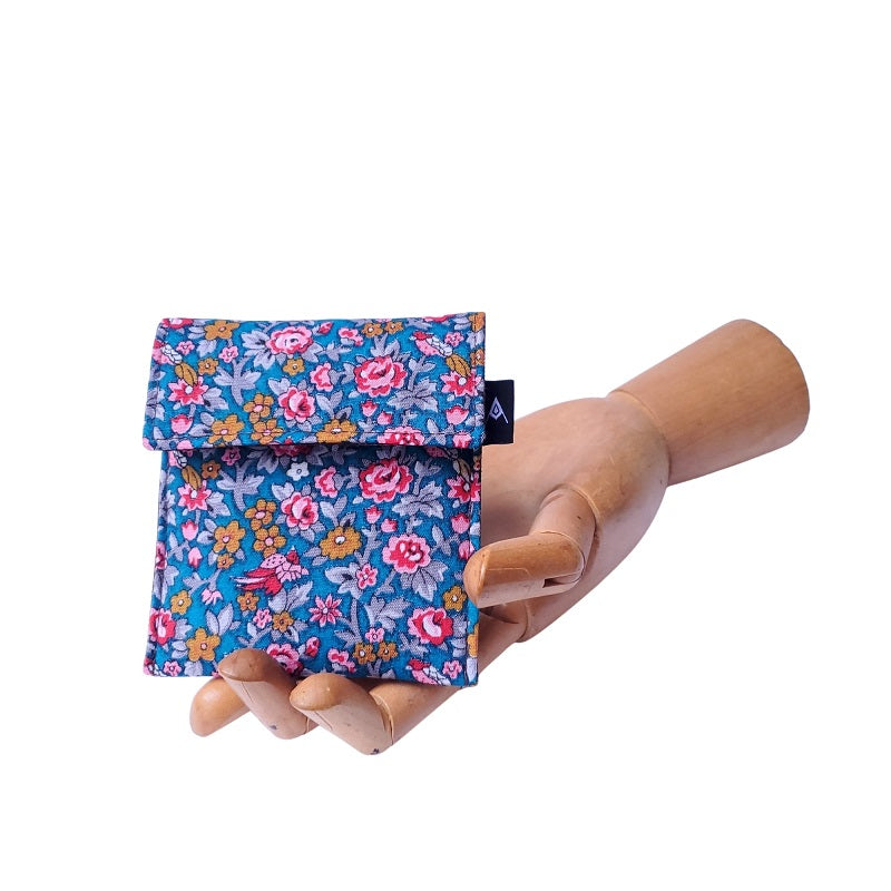 Vintage Bird Floral Print Velcro Mini Wallet by Anne Marie Beard. Handmade in Austin, Texas since 2004 y'all! annemarie mini wallet austin texas