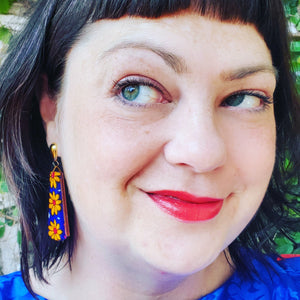 Textile Earrings - Orange Flower Power