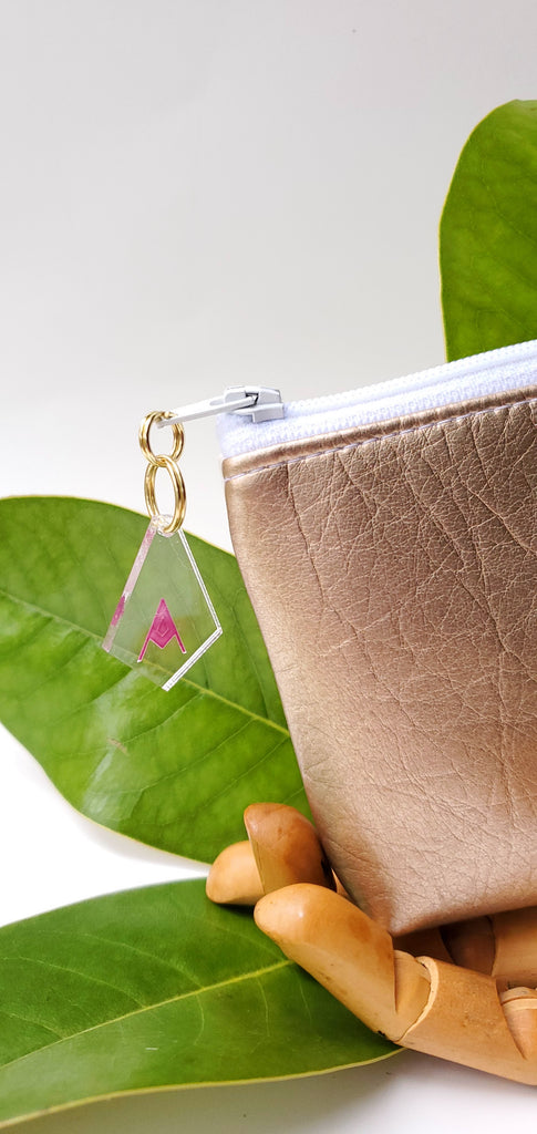 Sacred Fruit Pink and gold Embroidered Vagina Vulva Wallet by Anne Marie Beard. Handmade in Austin, Texas since 2002 y'all! annemarie mini wallet austin texas