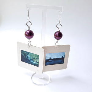Slide Earrings - Plum Beads