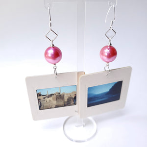 Slide Earrings - Pink Beads