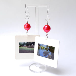 Slide Earrings - Red Beads
