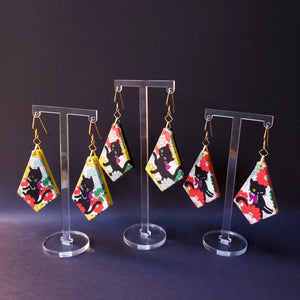 Textile Earrings - Black Kittens