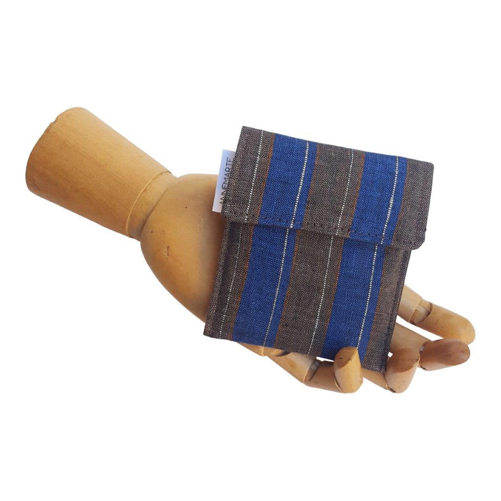 Linen Stripes recycled sustainable Velcro Mini Wallet by Anne Marie Beard. Handmade in Austin, Texas since 2004 y'all! annemarie mini wallet austin texas