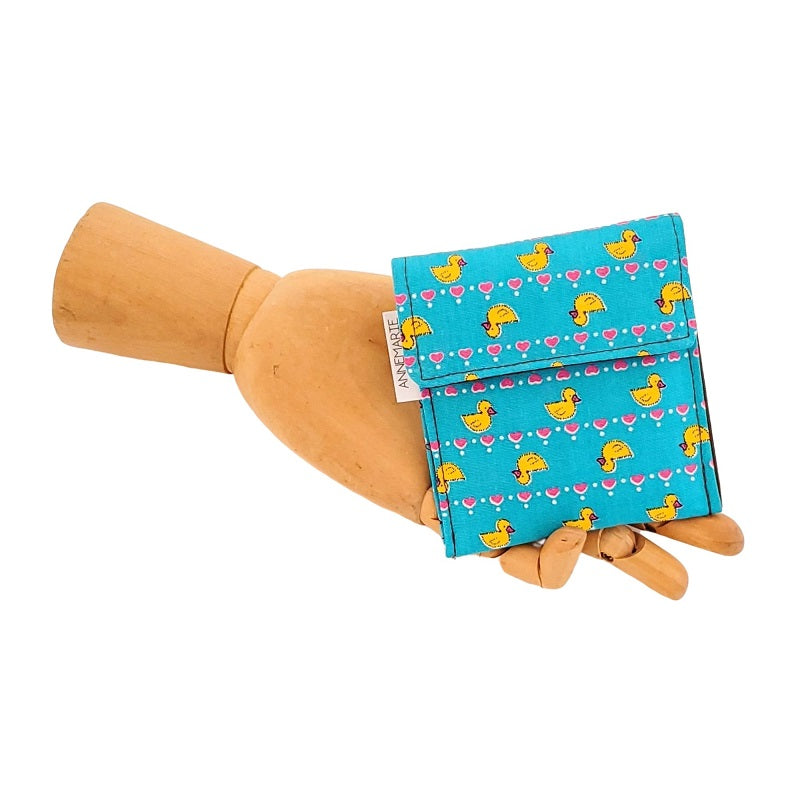 Vintage Fabric Rubber Ducky Fabric Velcro Mini Wallet by Anne Marie Beard. Handmade in Austin, Texas since 2004 y'all! annemarie mini wallet austin texas