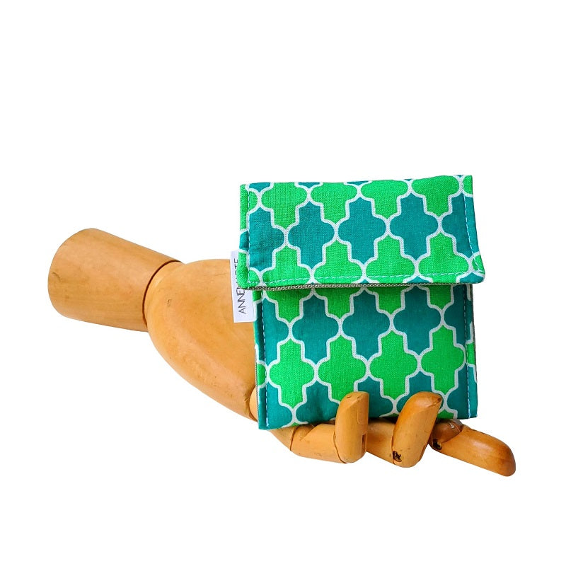 Emerald Arabesque Geometric Print Velcro Mini Wallet by Anne Marie Beard. Handmade in Austin, Texas since 2004 y'all! annemarie mini wallet austin texas