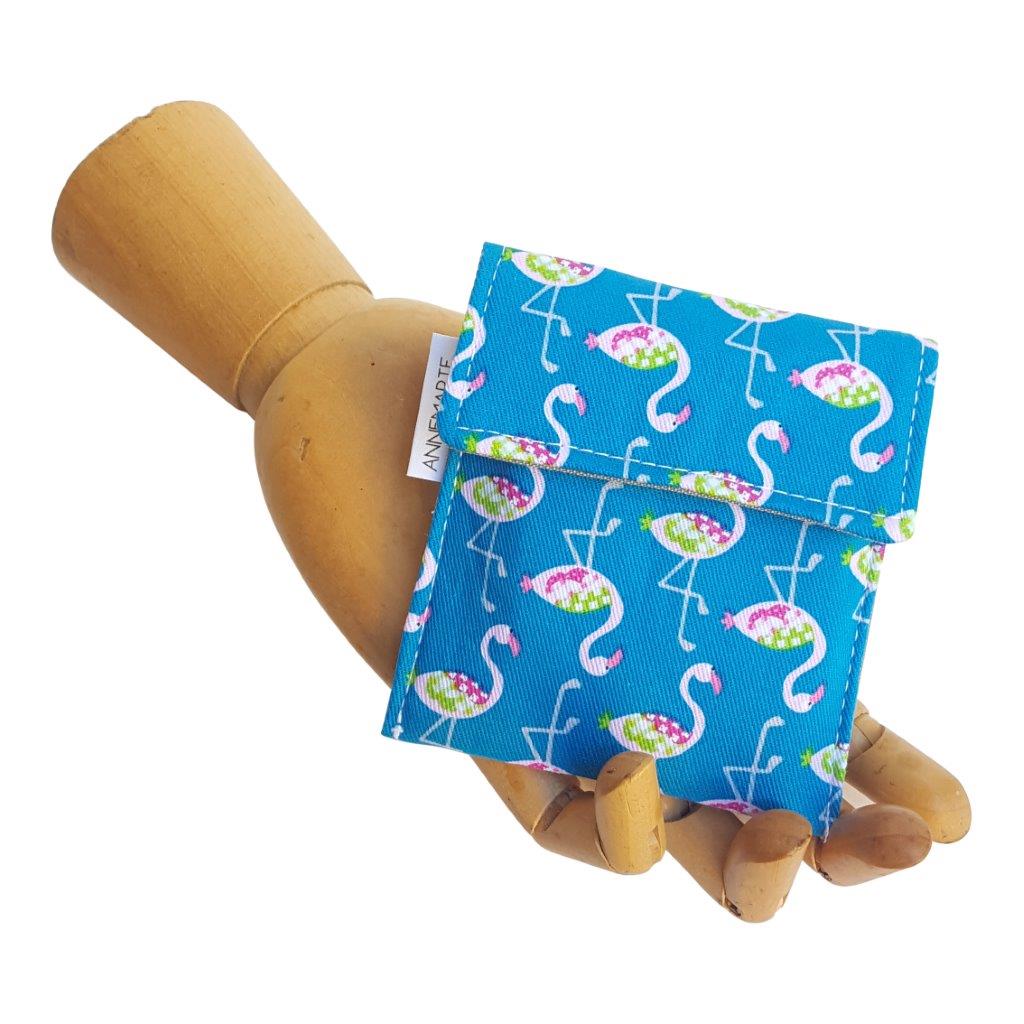 Flamingo bird print fabric Velcro Mini Wallet by Anne Marie Beard. Handmade in Austin, Texas since 2004 y'all! annemarie mini wallet austin texas