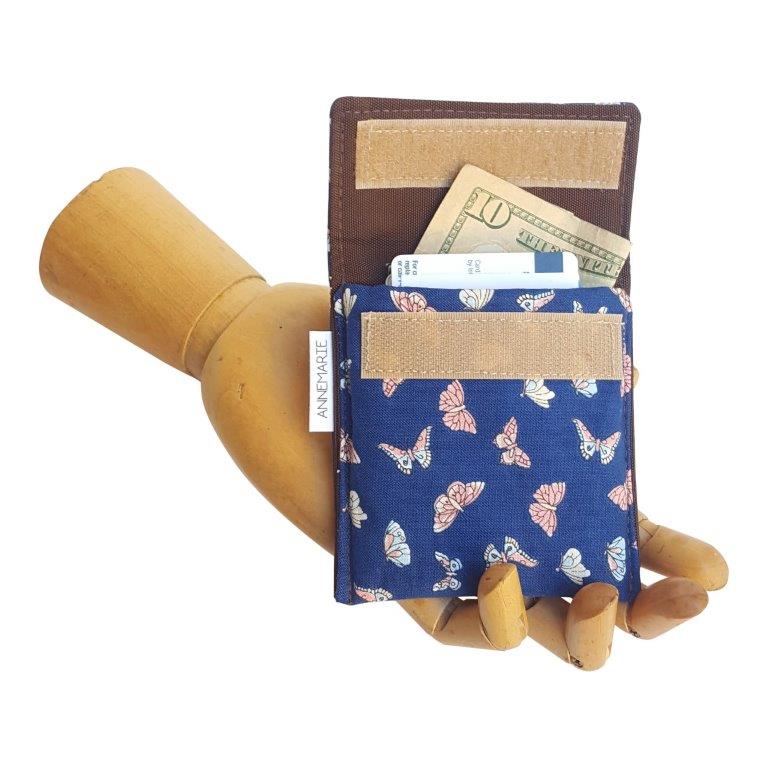 Butterfly Print Velcro Mini Wallet by Anne Marie Beard. Handmade in Austin, Texas since 2004 y'all! annemarie mini wallet austin texas