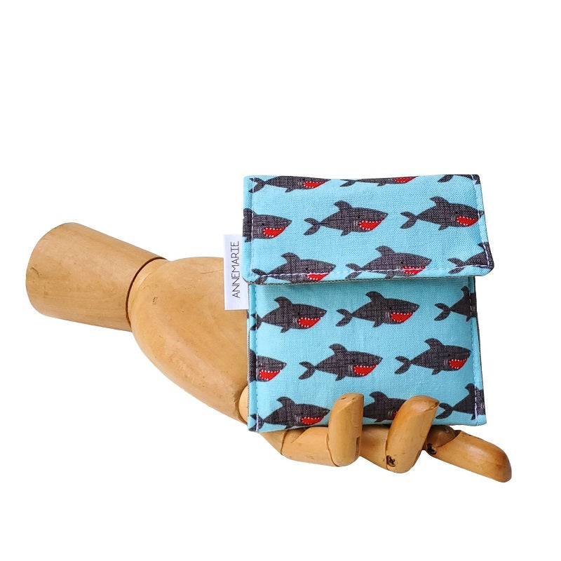 Shark Great White Print Velcro Mini Wallet by Anne Marie Beard. Handmade in Austin, Texas since 2004 y'all! annemarie mini wallet austin texas