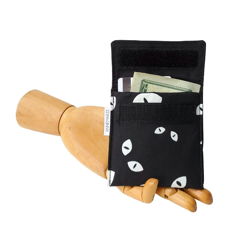 Spooky Eye Print Fabric Velcro Mini Wallet by Anne Marie Beard. Handmade in Austin, Texas since 2004 y'all! annemarie mini wallet austin texas