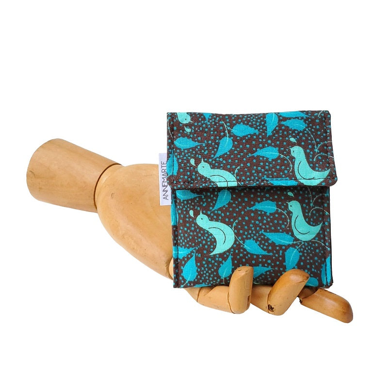 Tweet Bird Print Fabric Velcro Mini Wallet by Anne Marie Beard. Handmade in Austin, Texas since 2004 y'all! annemarie mini wallet austin texas