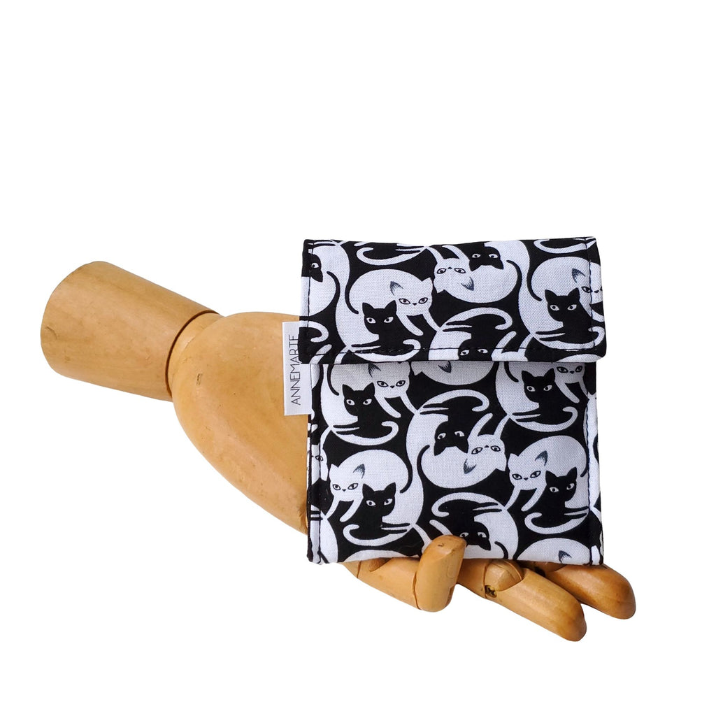 Yin Yang Cat Print Fabric Velcro Mini Wallet by Anne Marie Beard. Handmade in Austin, Texas since 2004 y'all! annemarie mini wallet austin texas