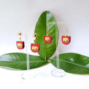 Textile Earrings - Elephants