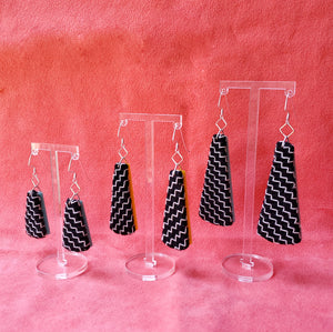 Textile Earrings - Black Zig Zag