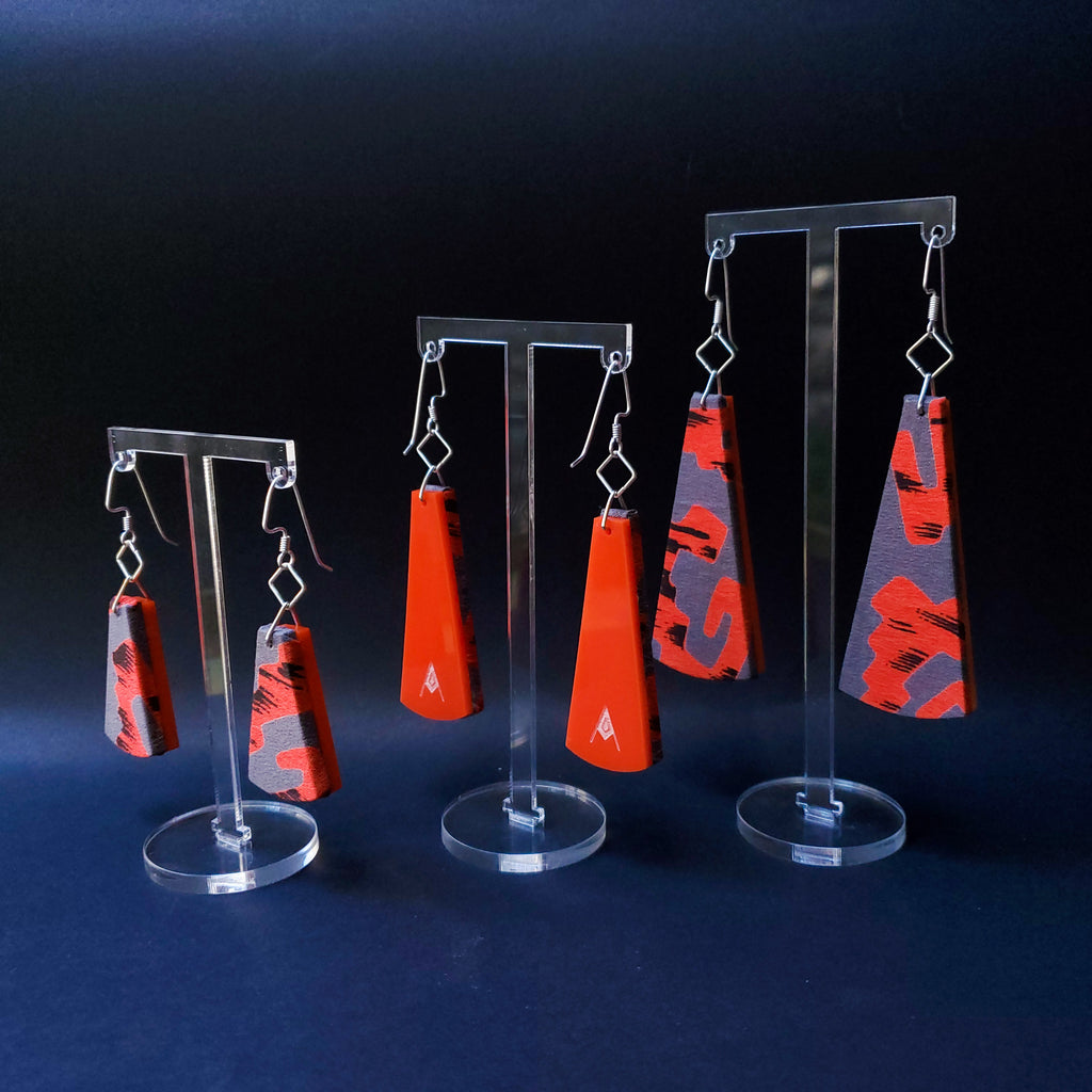 Vintage Pierre Cardin Textile Earrings made from recycled clothing. Handmade by jewelry designer Anne Marie Beard in Austin, Texas.